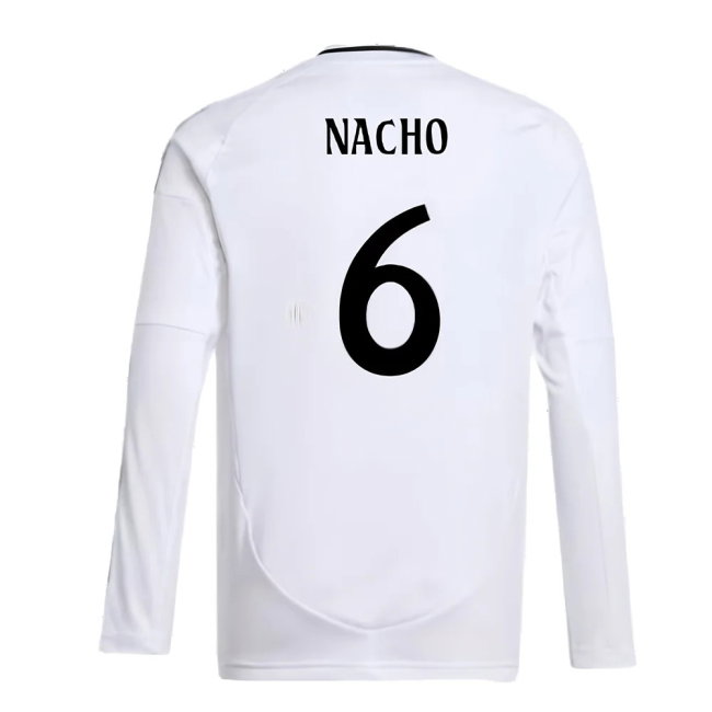 2024-2025 Real Madrid Long Sleeve Home Shirt (Kids) (Nacho 6)-SoccerKits Hub | Buy Soccer Jerseys Online
